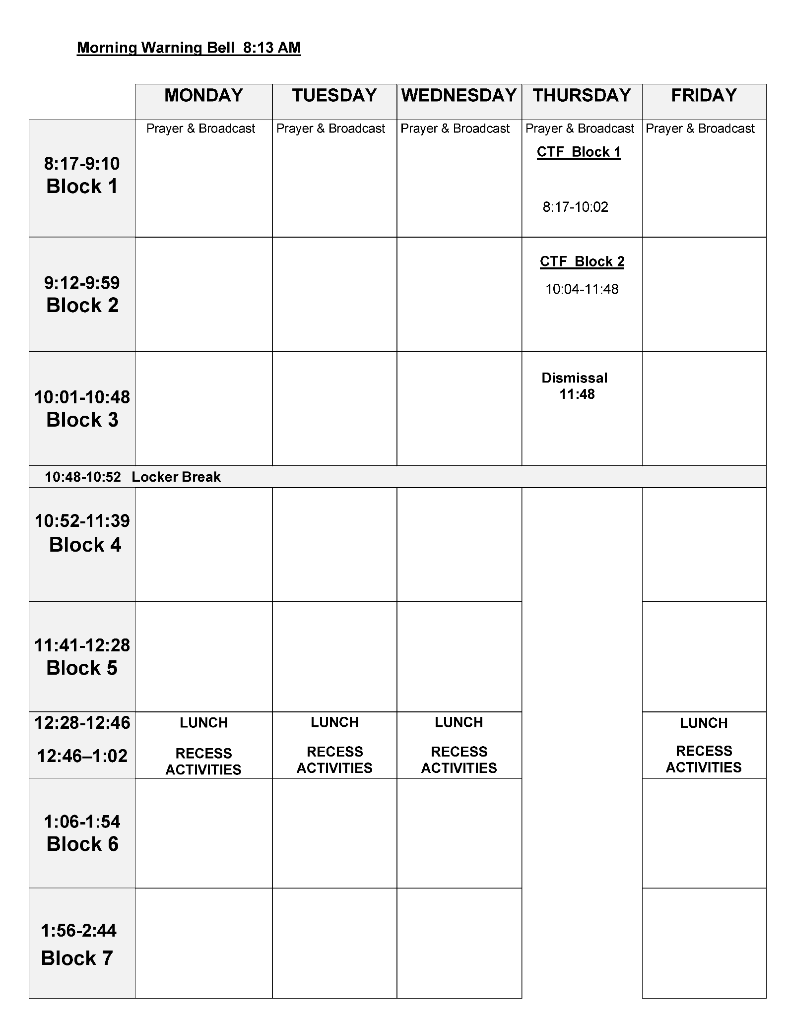 student timetable
